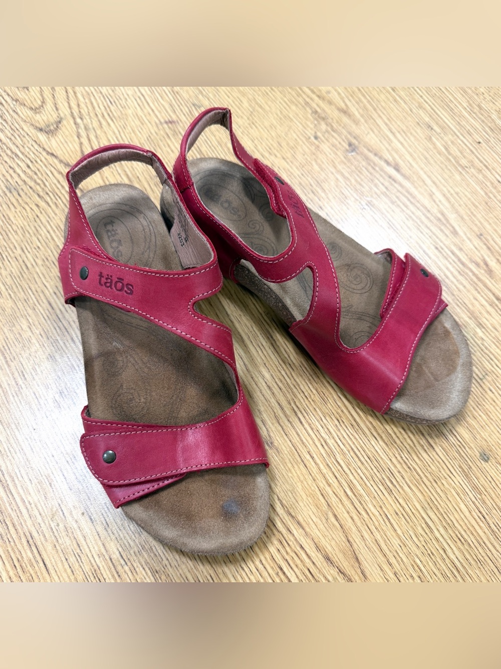 Taos Red Leather Slingback Sandals